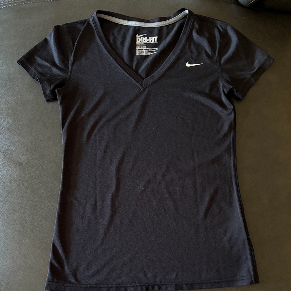 Nike Women's Black Dri-FIT V-Neck Top